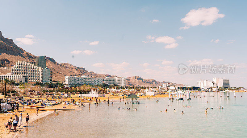 Ein Gedi海滩死海以色列海岸全景图